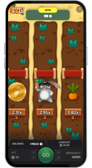 Cashing out winnings up to &pound;10,000 in Rabbit Road