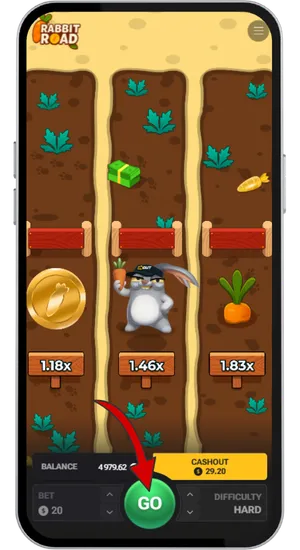 Multiplier rising with each step in Rabbit Road